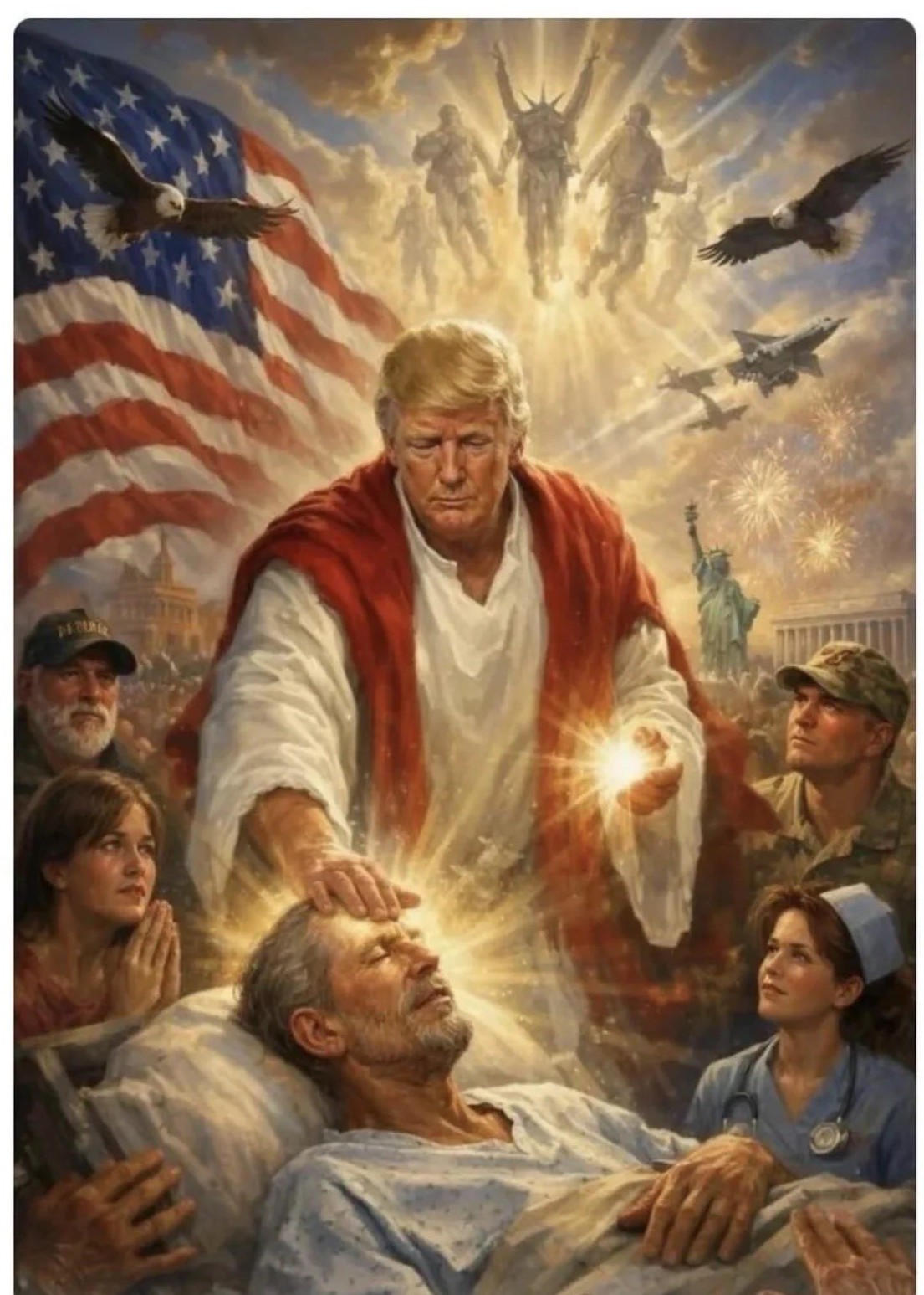 US President Donald Trump's now-deleted AI-generated controversial post on Truth Social depicting himself as Jesus Christ