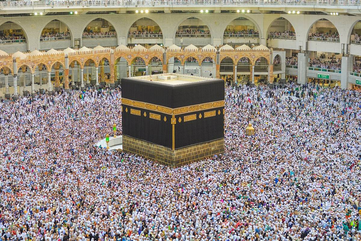 The Kaabah, the holy site of Islam in Mecca, during Hajj season