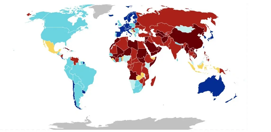 V-Dem Regimes of the World 2026 map showing liberal democracies, electoral democracies, grey zones, electoral autocracies and closed autocracies globally